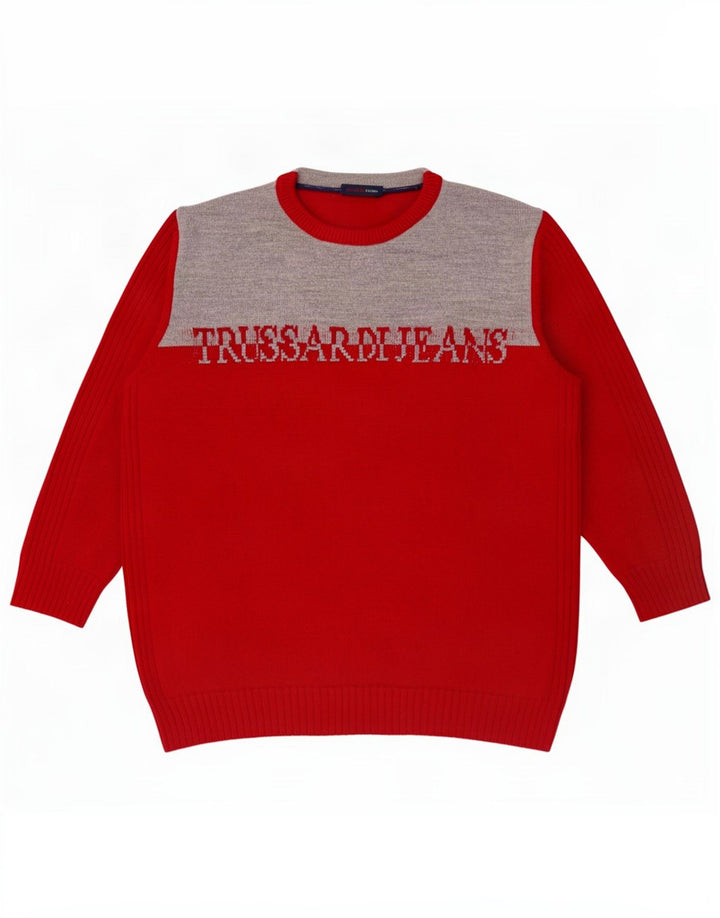 Ανδρικό πουλόβερ Trussardi Jeans Crew Jumper με μεσαίο κόκκινο χρώμα