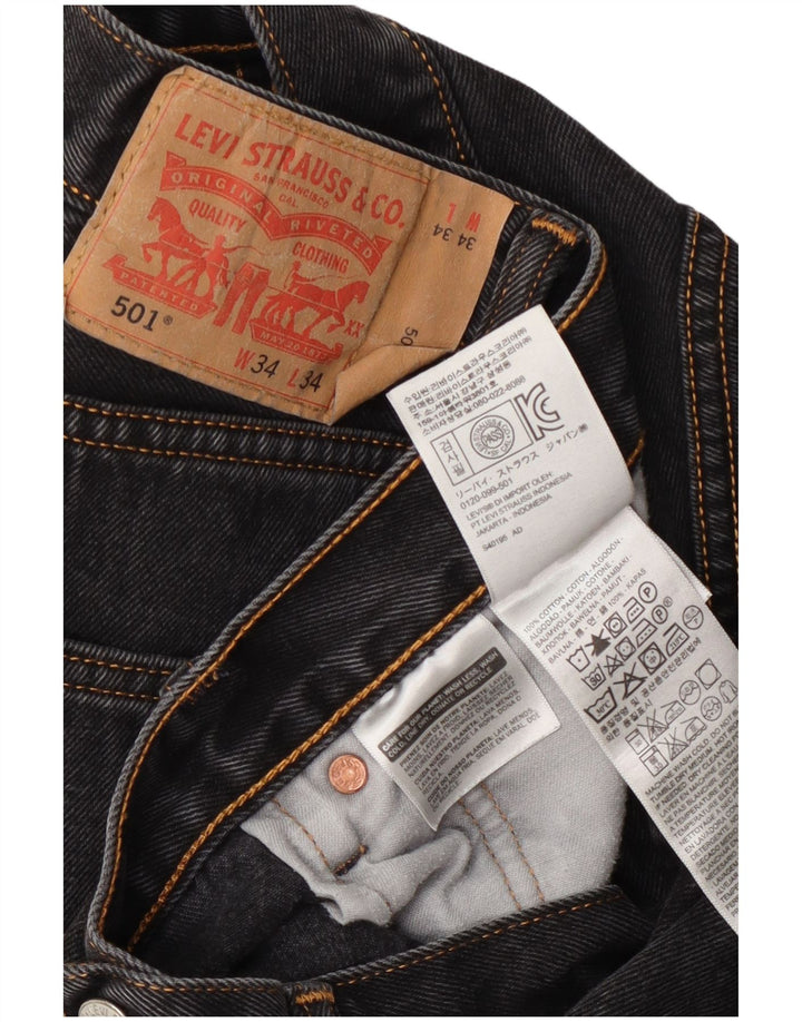 Levi's Mens 501 Straight Jeans 34 L34 Γκρι βαμβακερό