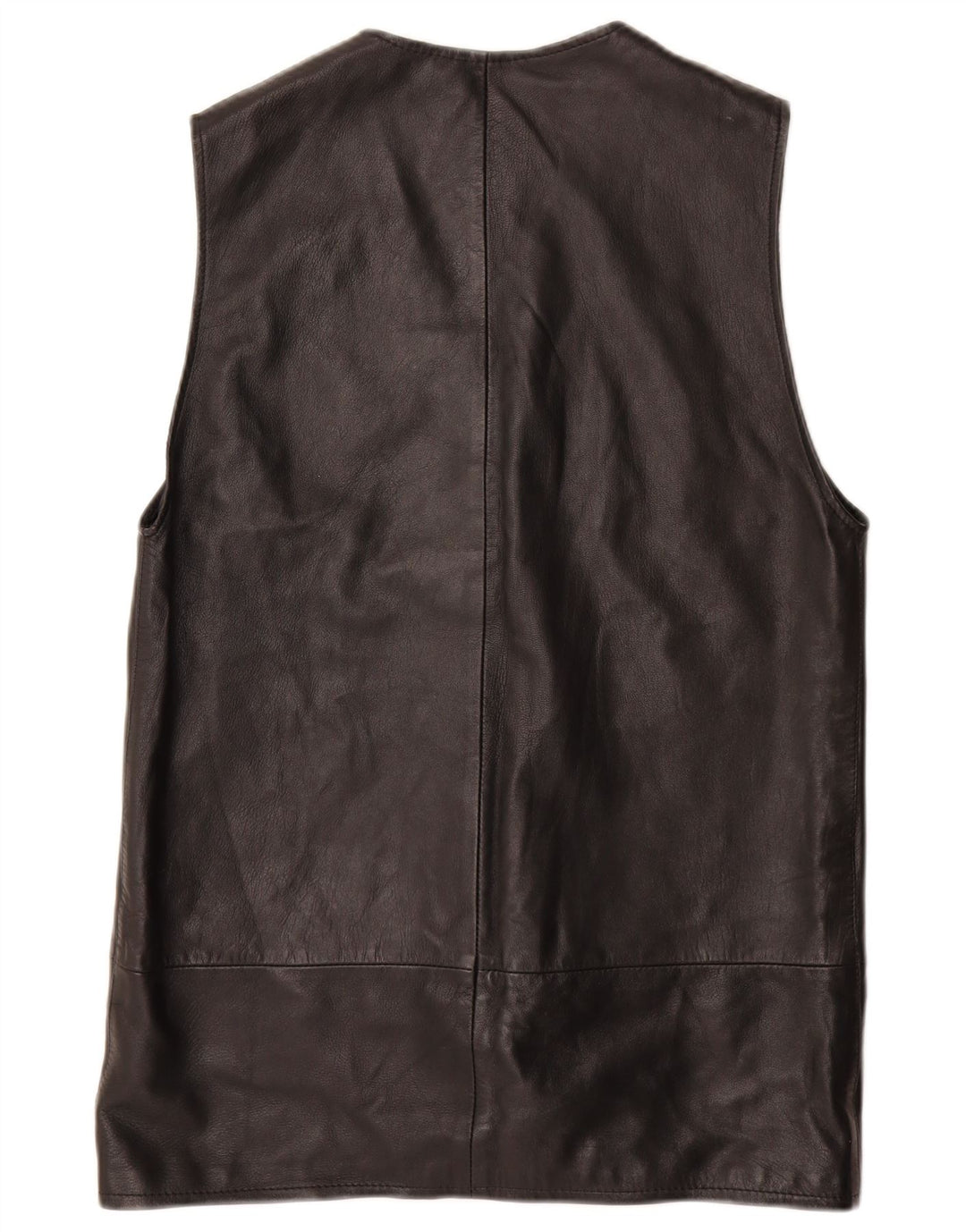 Vintage Γυναικείο Longline Leather Gilet UK 16 Large Black Leather