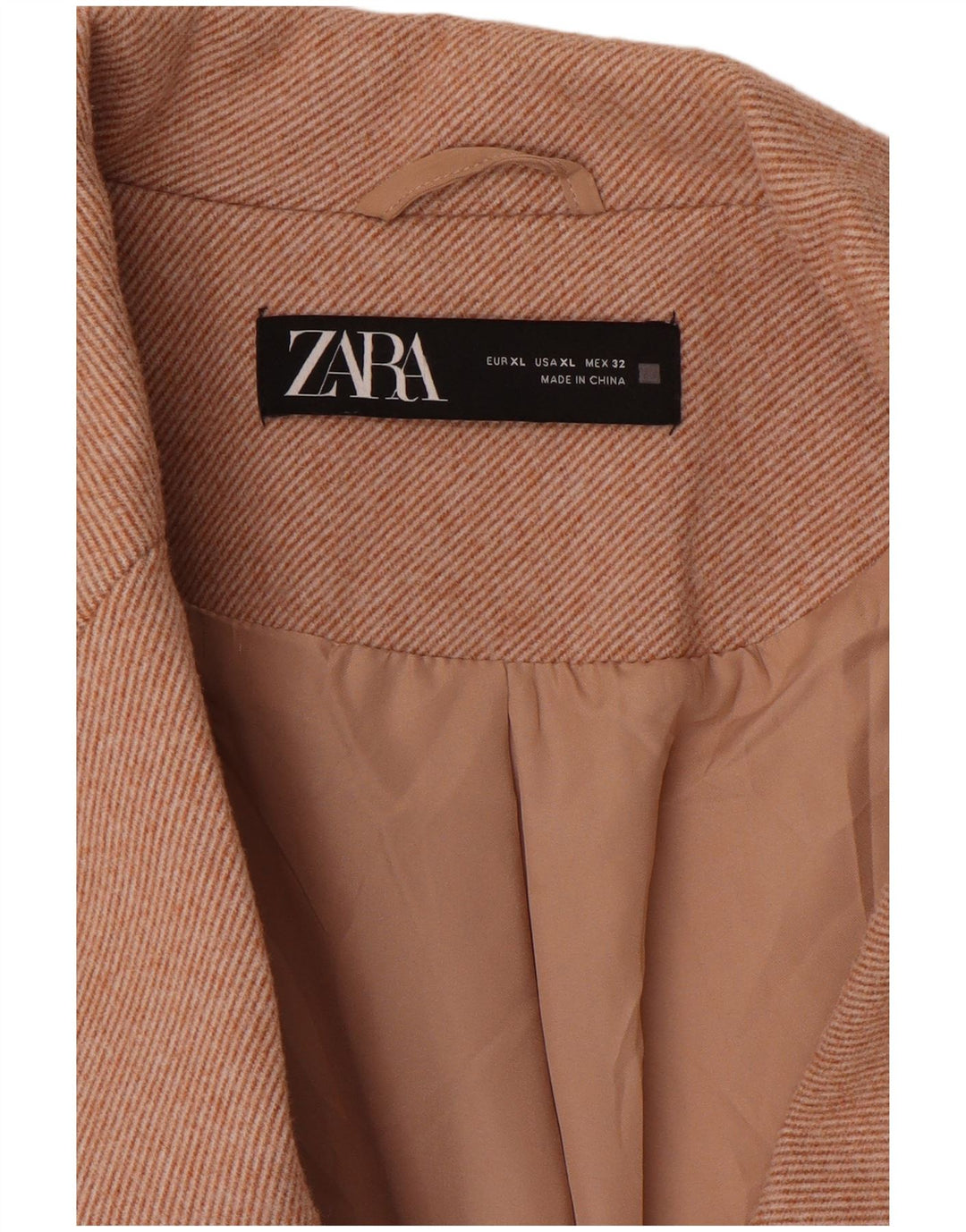 Γυναικείο παλτό ZARA με διπλό στήθος UK 18 XL Beige Pinstripe