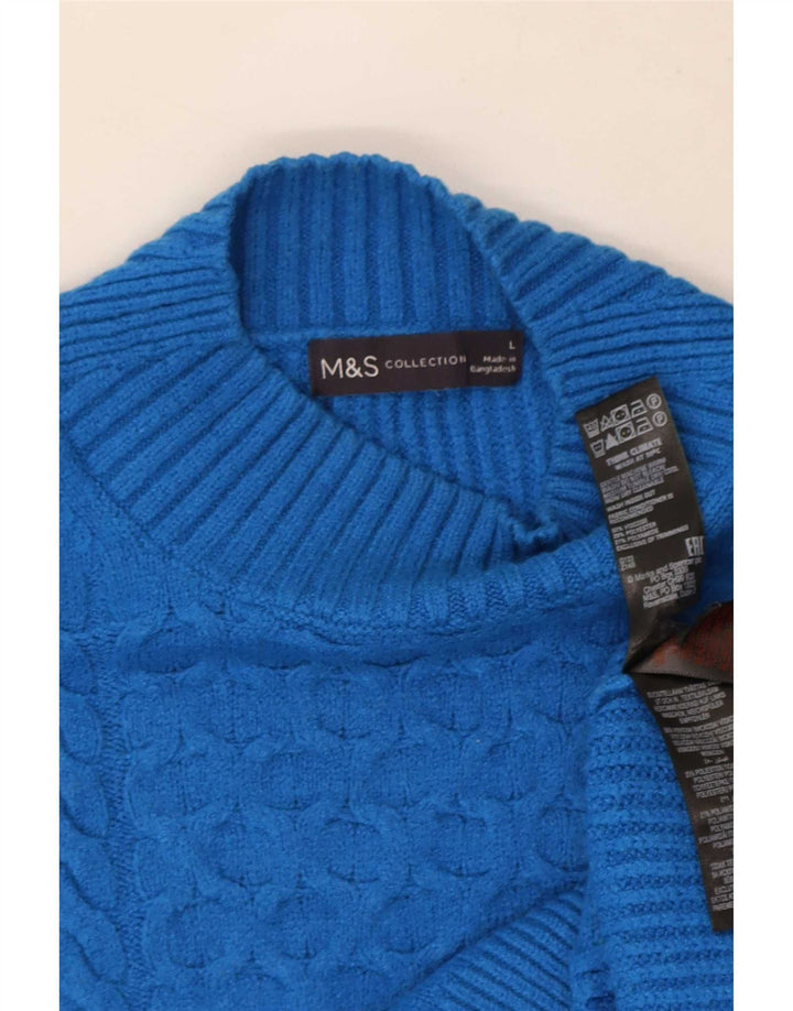 Marks & Spencer Γυναικείο πουλόβερ με λαιμό χελώνα UK 16 μεγάλο μπλε βισκόζη