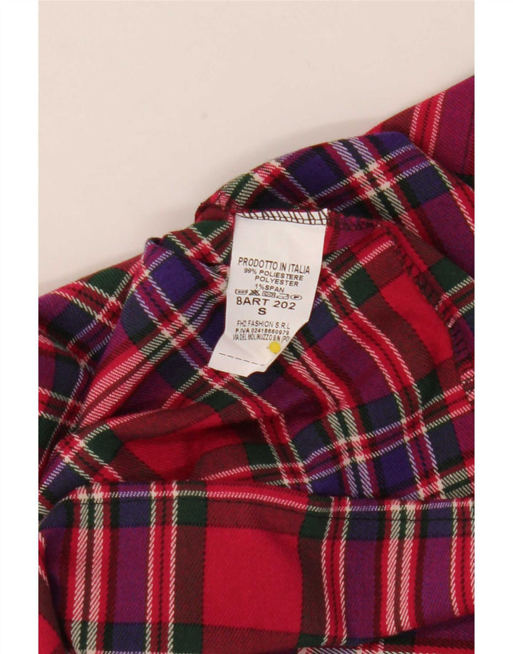 Vintage γυναικεία μίνι πλισέ φούστα Small W25 Red Check Polyester