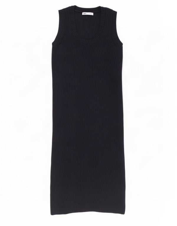 Zara Γυναικείο Αμάνικο Jumper Φόρεμα UK 10 Small Navy Blue Polyester