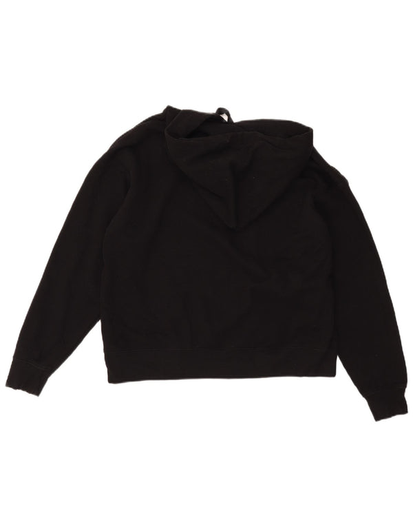 CALVIN KLEIN JEANS Γυναικείο γραφικό μπλούζα με κουκούλα UK 14 μεσαίο μαύρο βαμβακερό