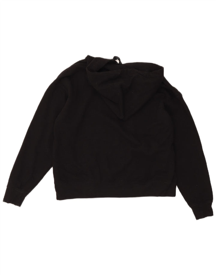 CALVIN KLEIN JEANS Γυναικείο γραφικό μπλούζα με κουκούλα UK 14 μεσαίο μαύρο βαμβακερό