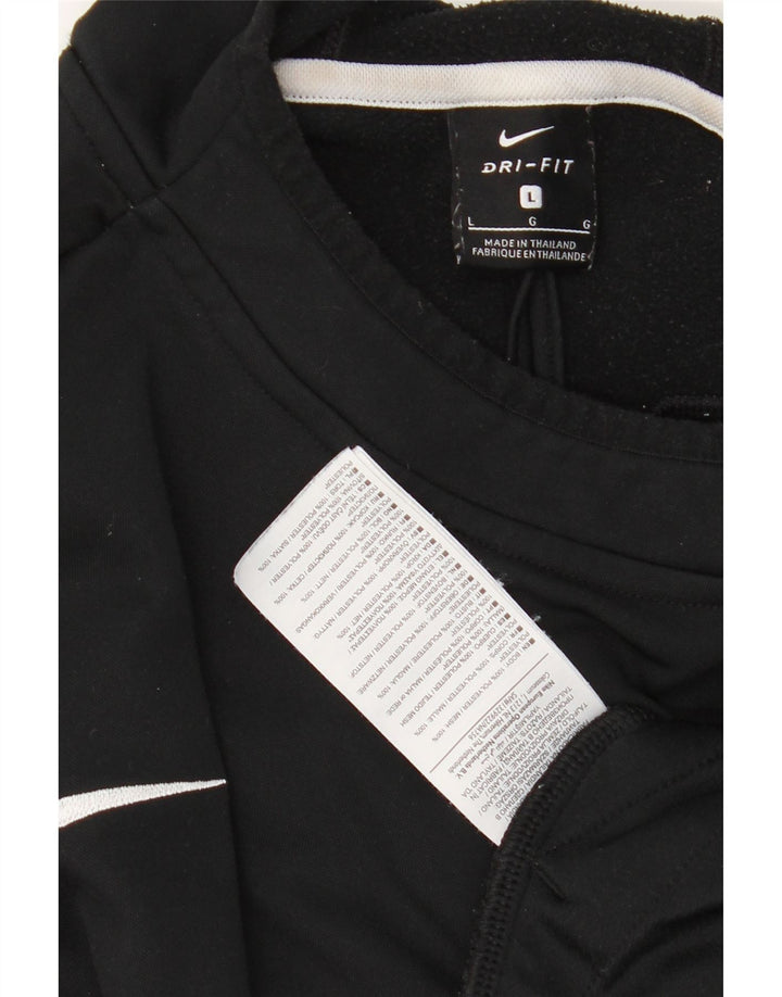 NIKE Mens Dri Fit Hoodie Jumper Large Black Colorblock Πολυεστέρας