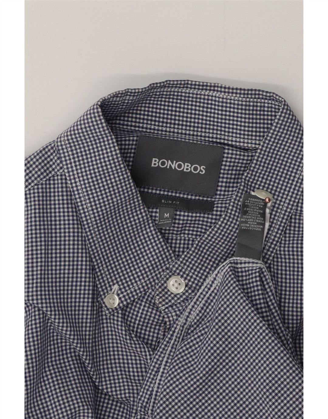 BONOBOS Ανδρικό πουκάμισο Slim Fit Βαμβακερό μεσαίο μπλε ναυτικό Gingham