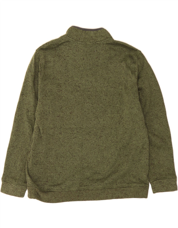 EDDIE BAUER Mens Button Neck Sweatshirt Jumper XL Khaki Flecked Polyester Vintage Eddie Bauer and Second-Hand Eddie Bauer from Messina Hembry 