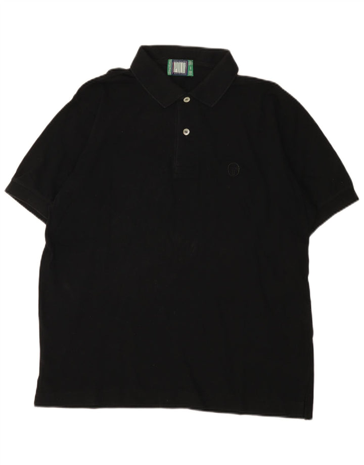 Sergio Tacchini Ανδρικό Πόλο Μπλουζάκι IT 48 Μεσαίο μαύρο βαμβακερό