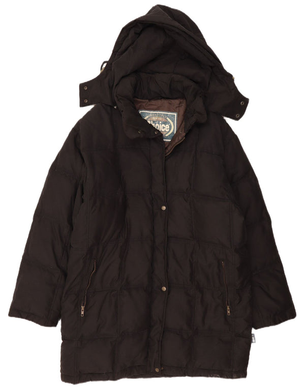 VINTAGE Γυναικείο παλτό με κουκούλα με επένδυση EU 50 2XL Μαύρο Πολυαμίδιο