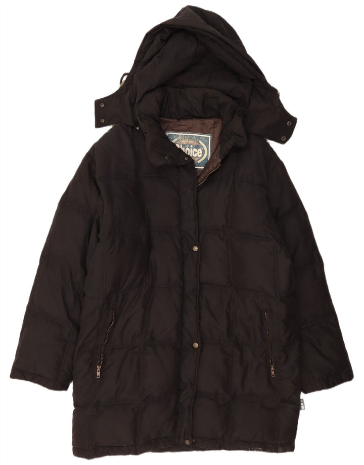 VINTAGE Γυναικείο παλτό με κουκούλα με επένδυση EU 50 2XL Μαύρο Πολυαμίδιο