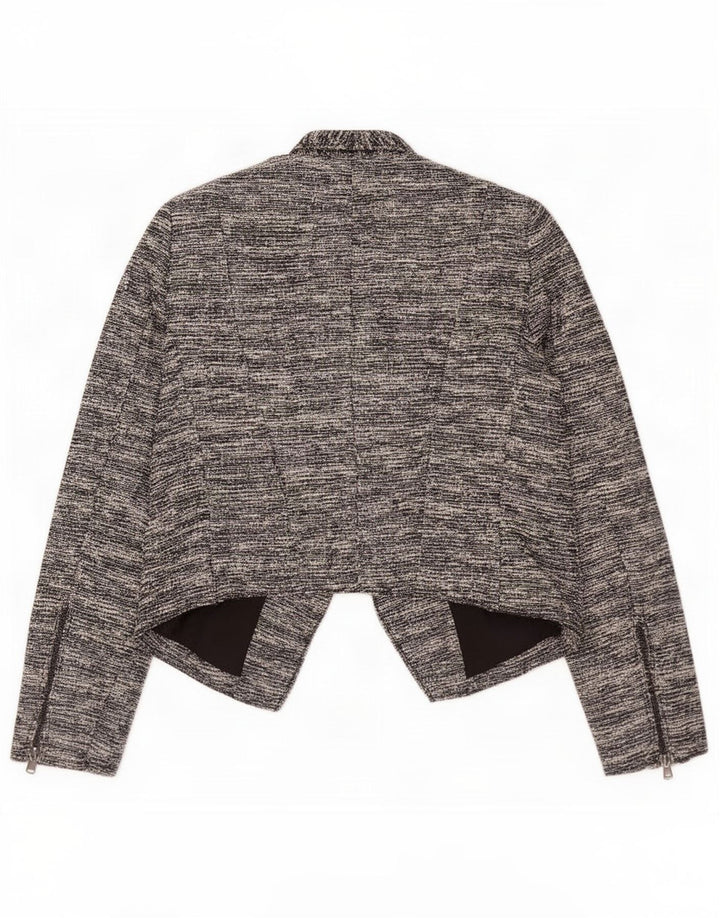 Zara Γυναικείο μπουφάν ανοιχτό σακάκι UK 10 Small Black Flecked Polyester