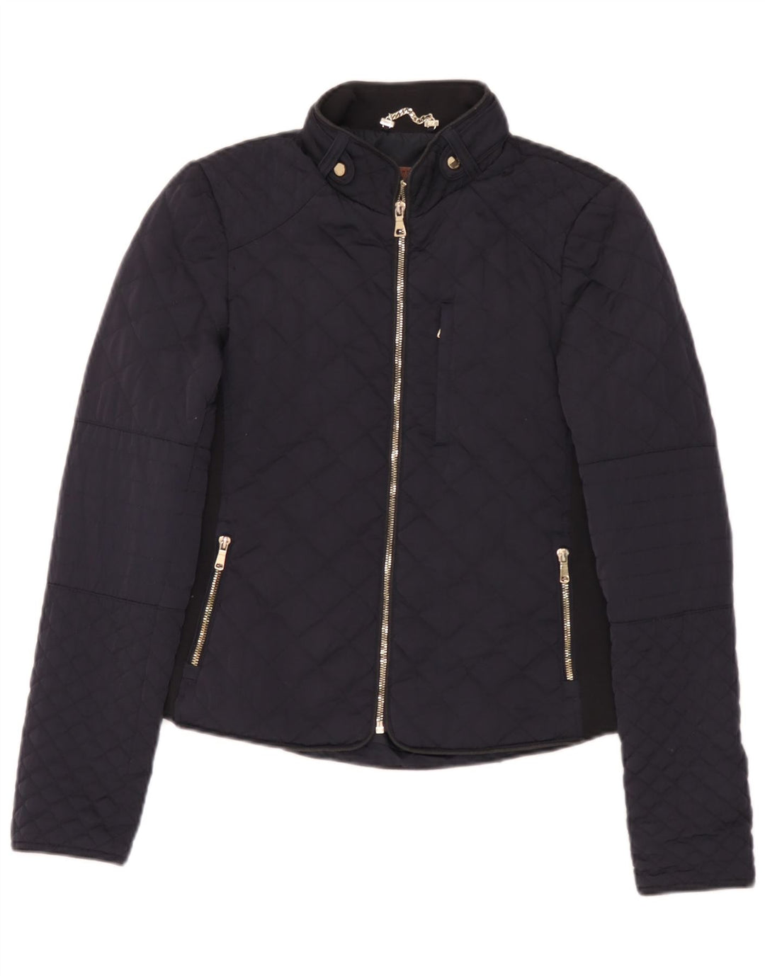 Zara Γυναικείο Καπιτονέ μπουφάν UK 12 Medium Navy Blue Polyester