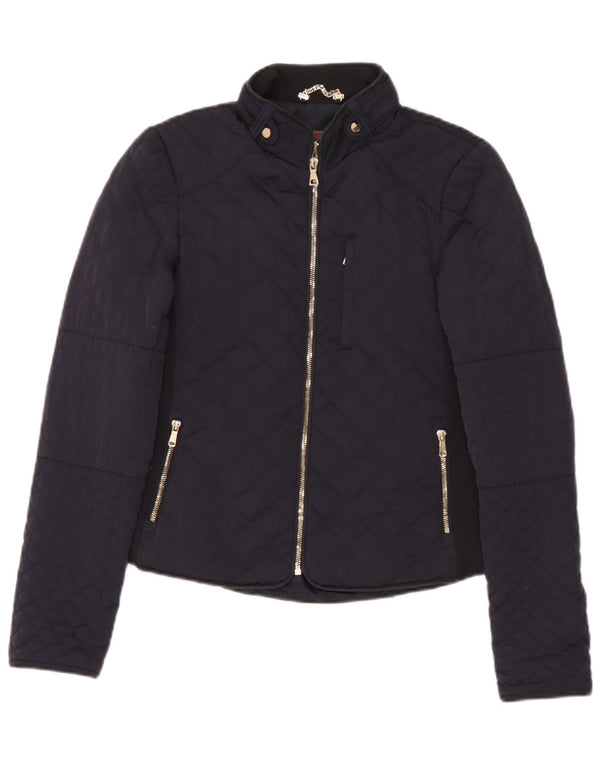 Zara Γυναικείο Καπιτονέ μπουφάν UK 12 Medium Navy Blue Polyester
