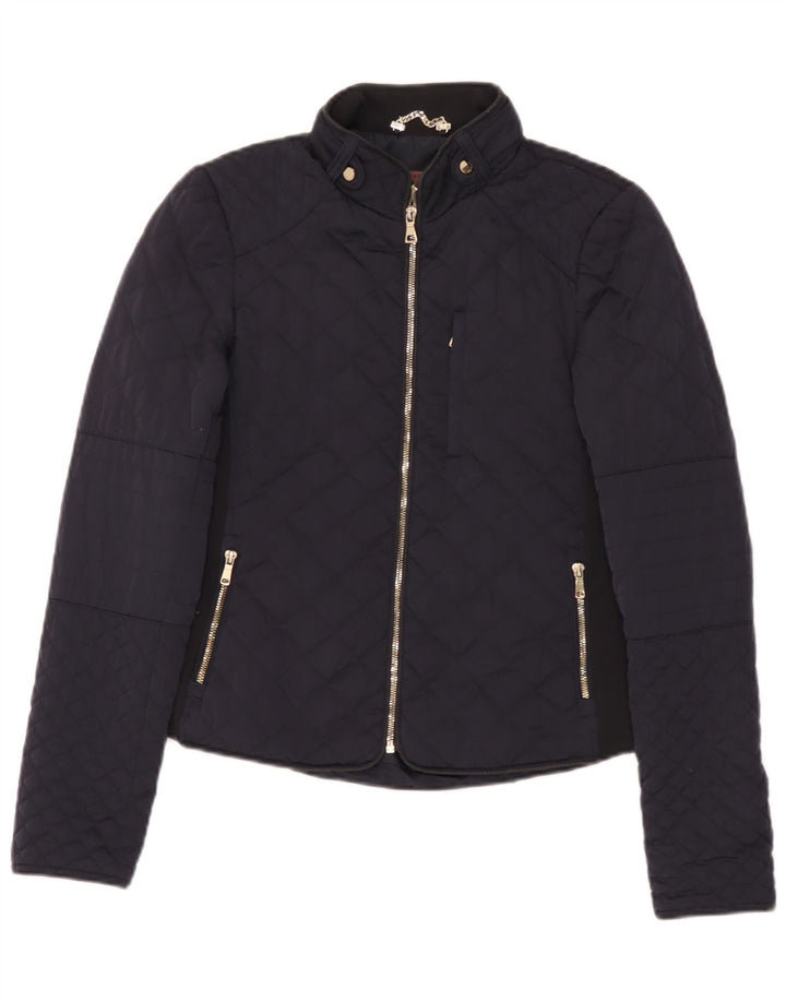 Zara Γυναικείο Καπιτονέ μπουφάν UK 12 Medium Navy Blue Polyester