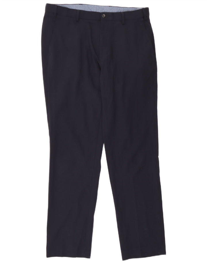 Marks & Spencer Ανδρικό κανονικό παντελόνι Chino W36 L33 Navy Blue Polyester