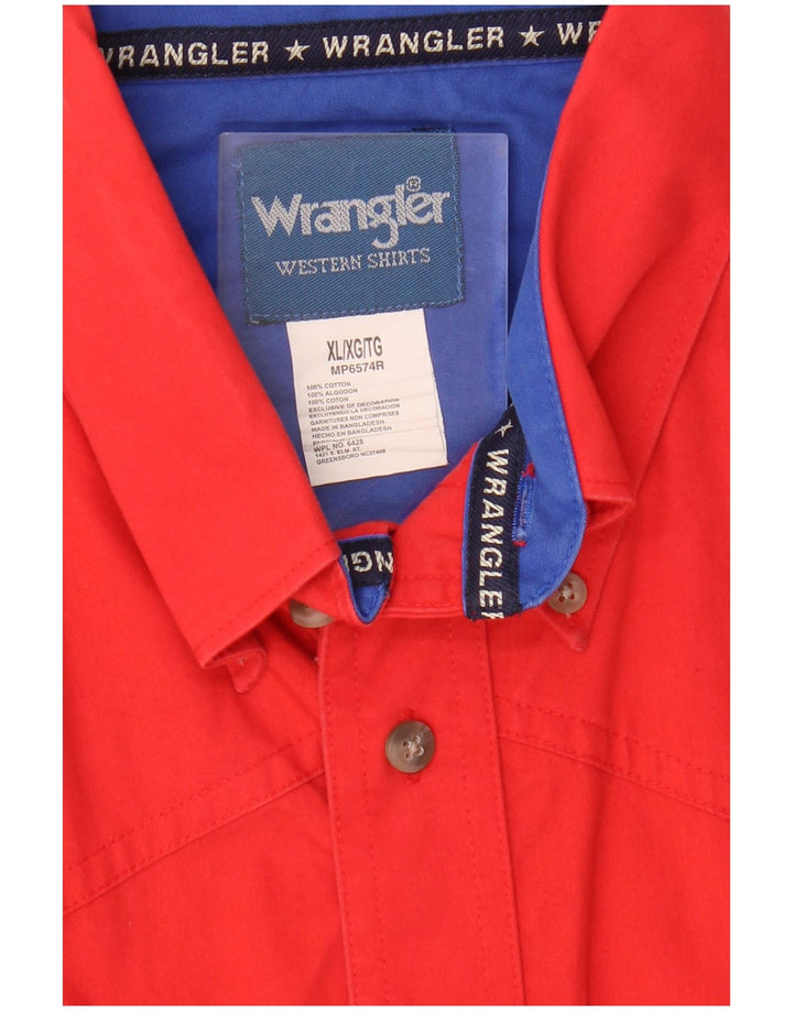 Ανδρικό κοντομάνικο πουκάμισο Wrangler XL κόκκινο βαμβακερό