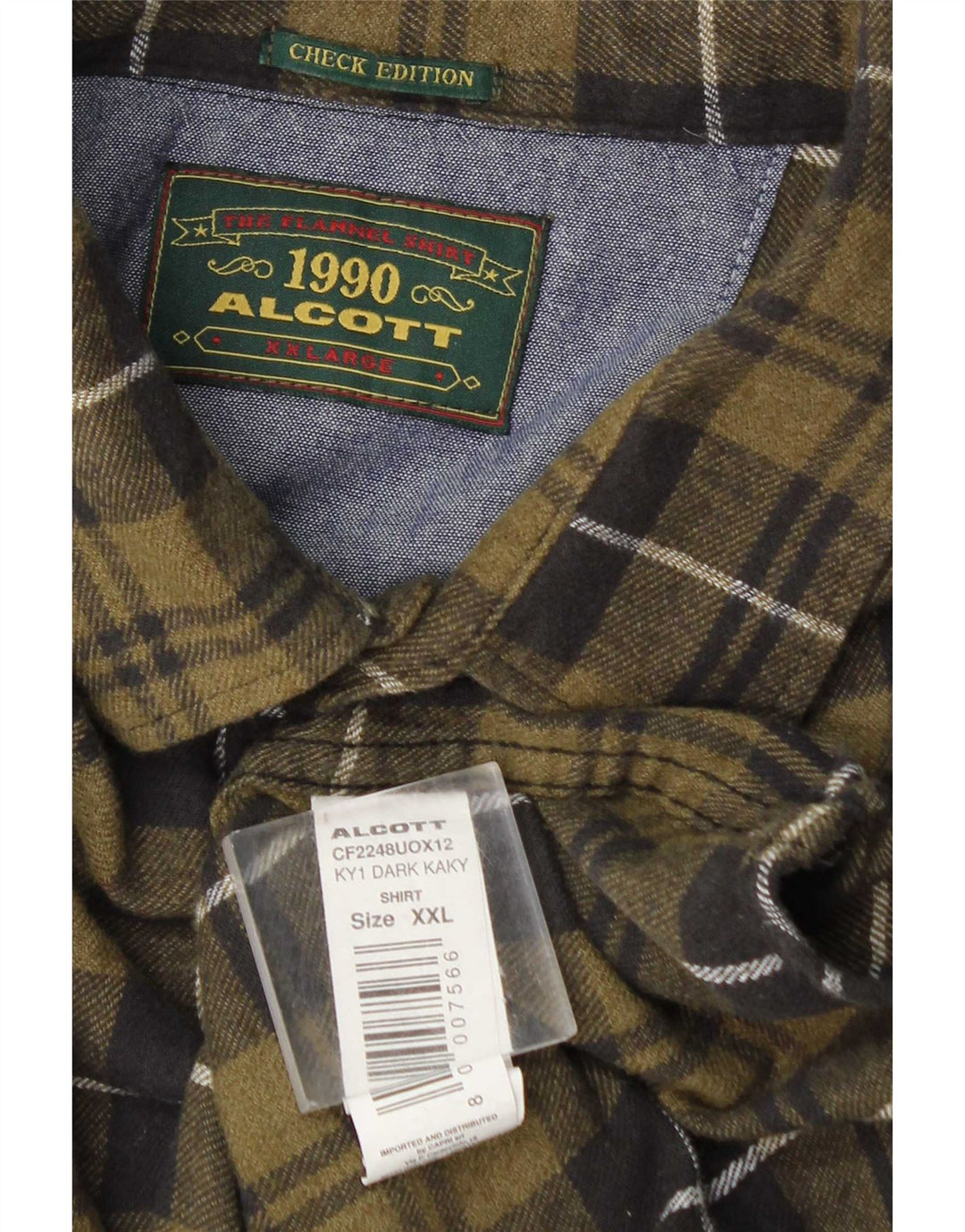 Ανδρικό φανελένιο πουκάμισο Alcott 2XL Χακί Check Cotton