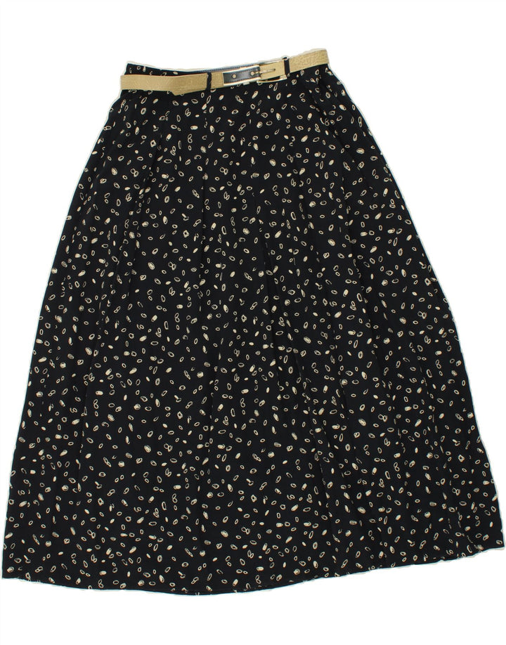 VINTAGE Womens Abstract Pattern A-Line Skirt W30 Medium Black Vintage Vintage and Second-Hand Vintage from Messina Hembry 