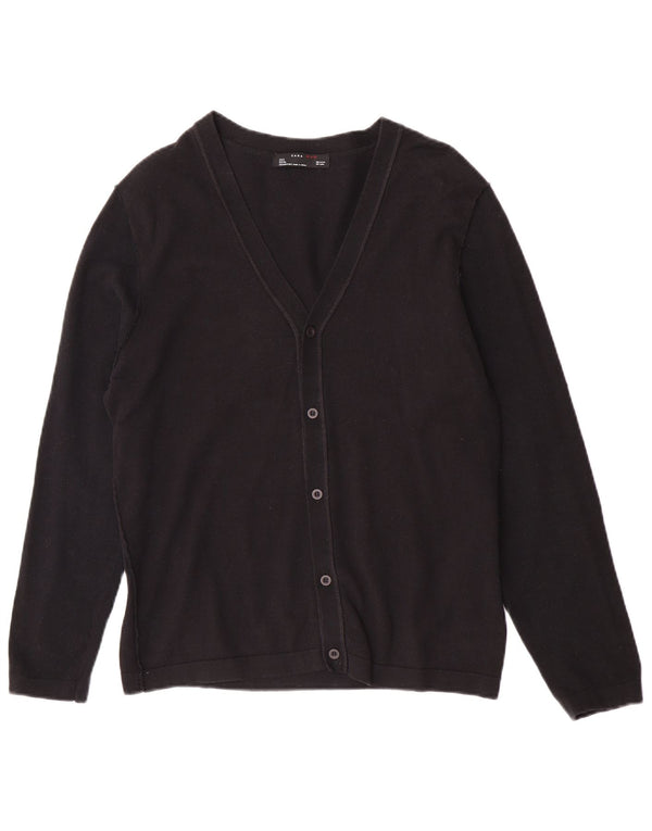 Zara Mens Cardigan Sweater Large Black Cotton