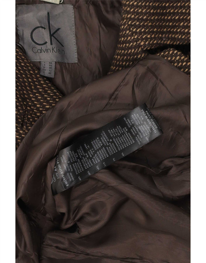 Calvin Klein Γυναικείο παλτό με διπλό στήθος UK 12 μεσαίο καφέ πολυεστέρας