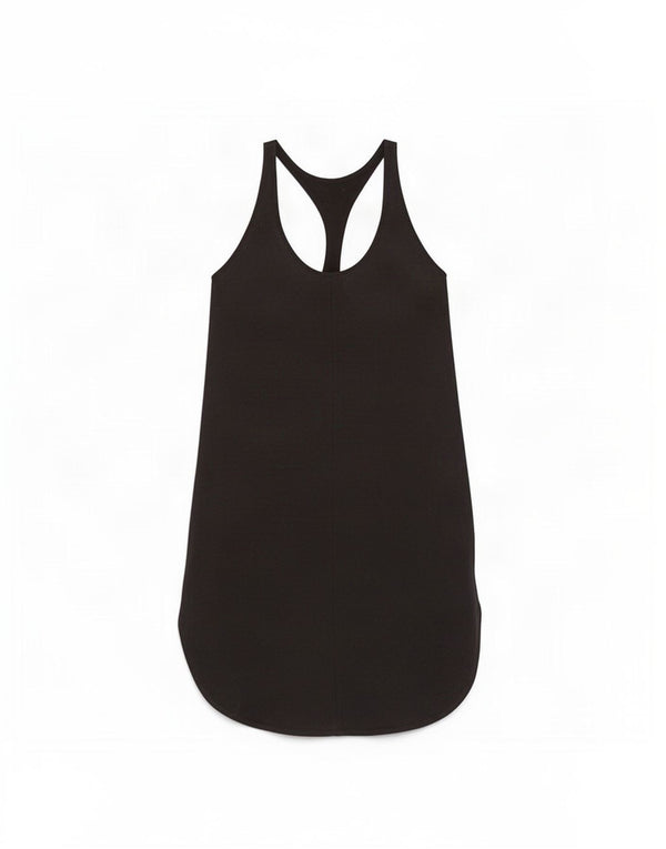 Zara Γυναικείο Αμάνικο T-Shirt Φόρεμα UK 12 Medium Black
