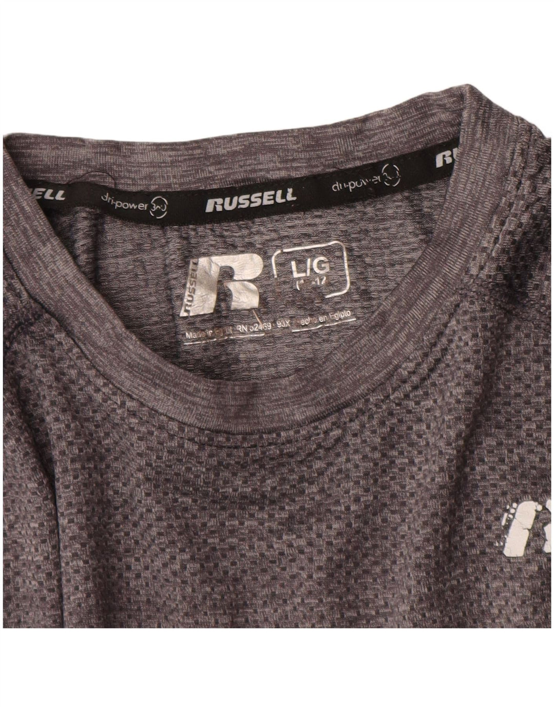 Russell Athletic Boys T-shirt Top 11-12 Years Large Grey Nylon