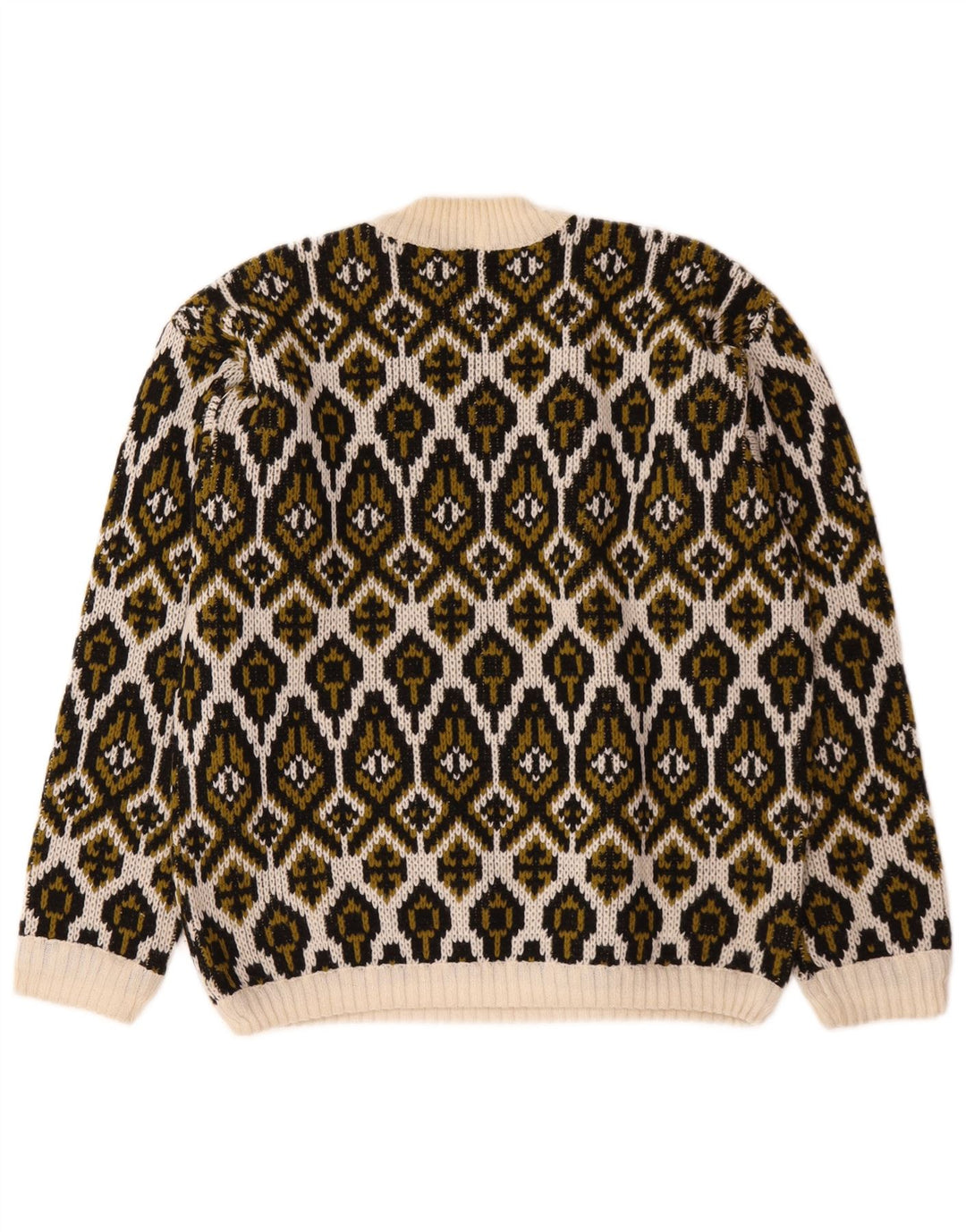 Vintage γυναικείο πουλόβερ με λαιμό χελώνα Medium Off White Fair Isle
