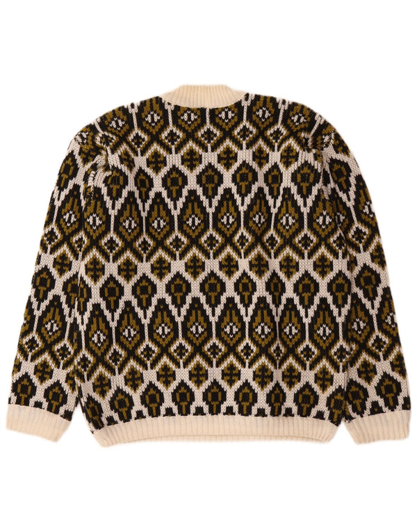 Vintage γυναικείο πουλόβερ με λαιμό χελώνα Medium Off White Fair Isle