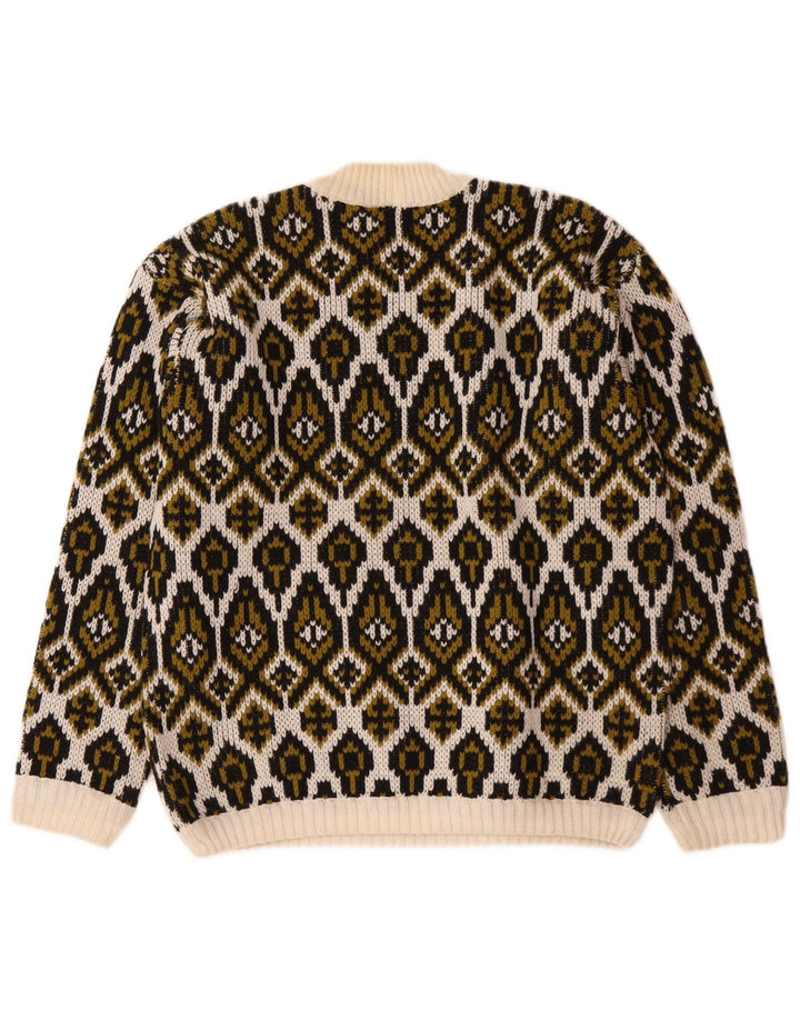 Vintage γυναικείο πουλόβερ με λαιμό χελώνα Medium Off White Fair Isle