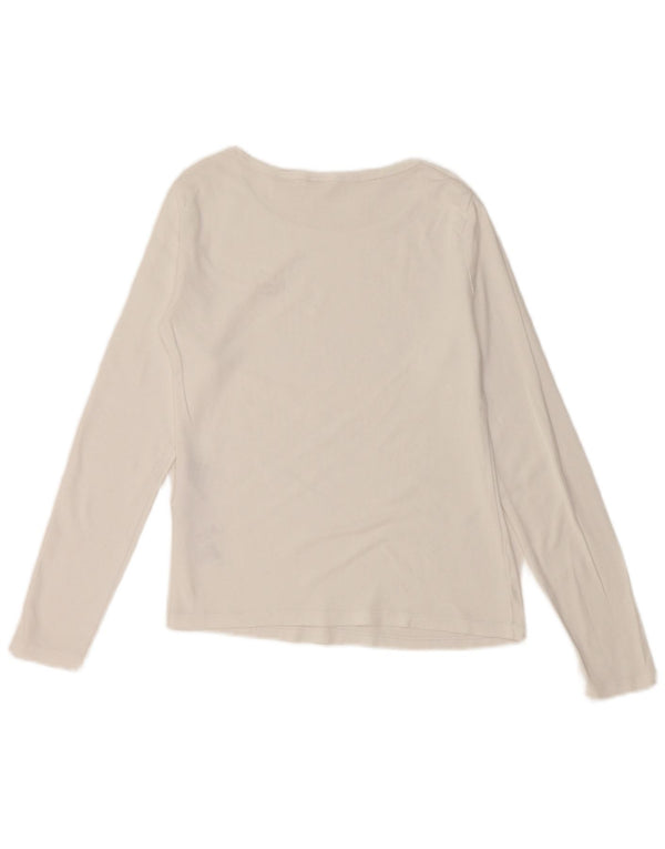 LEVI'S Γυναικείο Crop Top Μακρυμάνικο UK 10 Small White Βαμβακερό