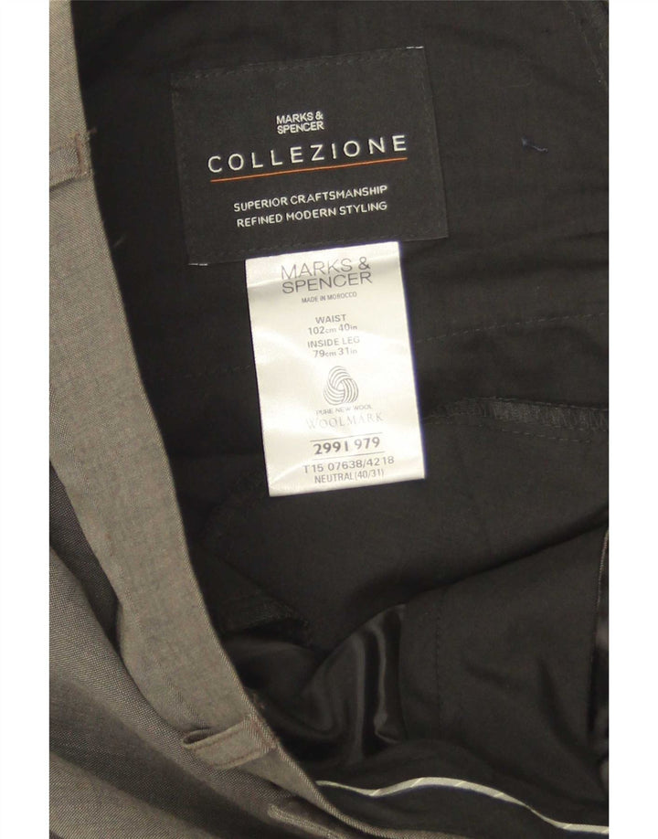 Ανδρικό ίσιο παντελόνι Marks & Spencer W40 L30 Πράσινο μαλλί