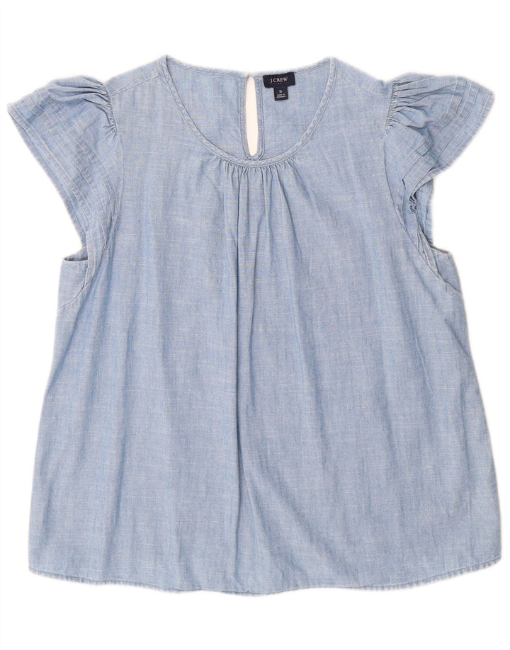 J. CREW Γυναικεία Μπλούζα Τοπ UK 10 Small Blue Cotton