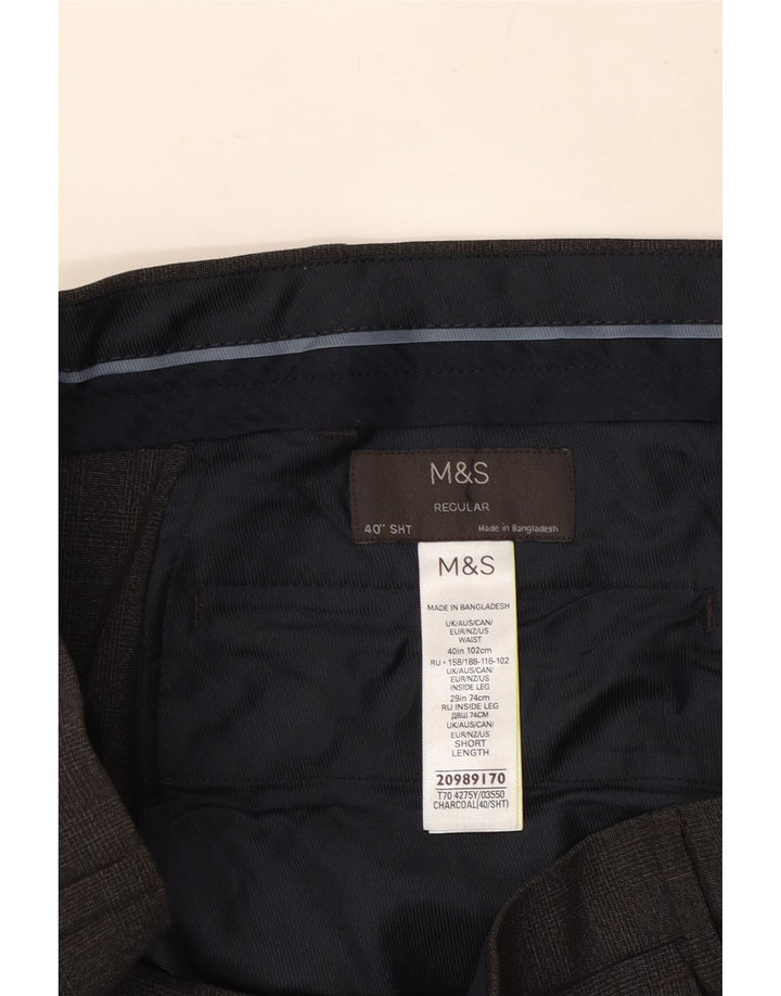 MARKS & SPENCER Ανδρικό παντελόνι Chino με κανονική εφαρμογή W40 L28 Γκρι πολυεστέρας