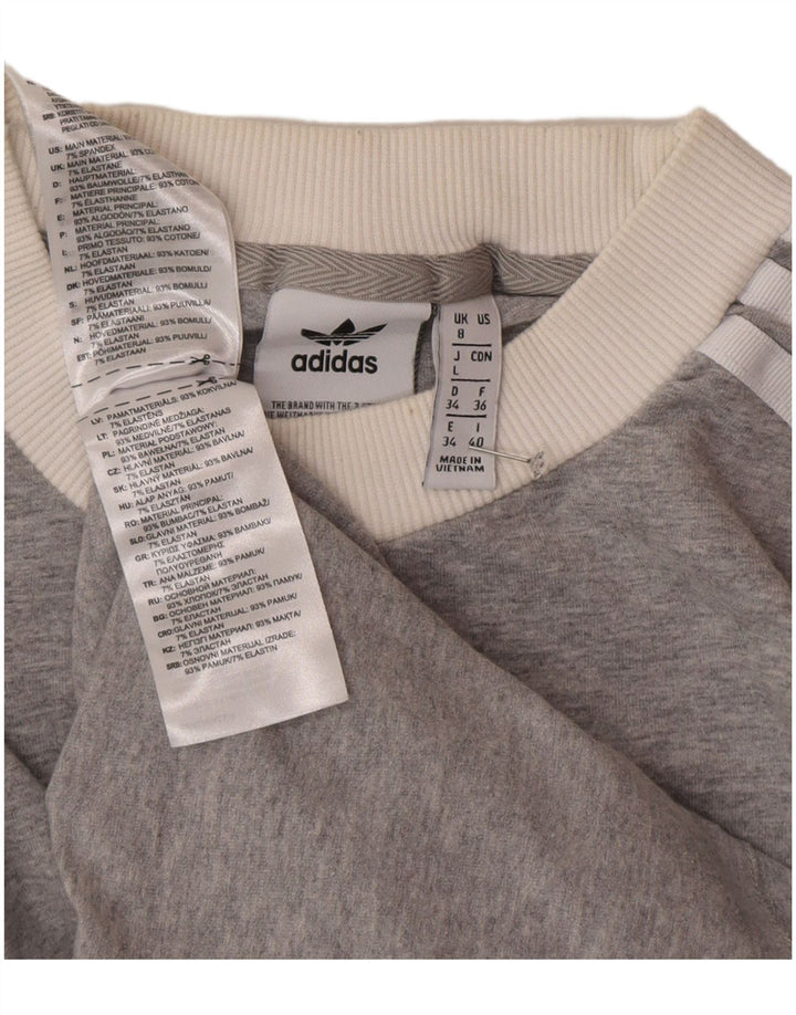 Adidas Γυναικείο τοπ μακρυμάνικο UK 8 μικρό γκρι βαμβακερό