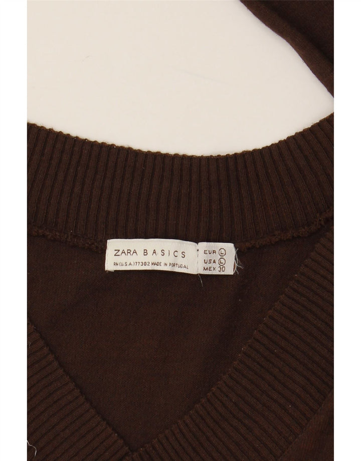 Zara γυναικείο τοπ μακρυμάνικο UK 14 μεγάλη καφέ βισκόζη