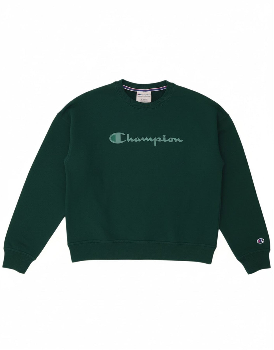 CHAMPION Womens Oversized Graphic Sweatshirt Jumper UK 10 Small Green