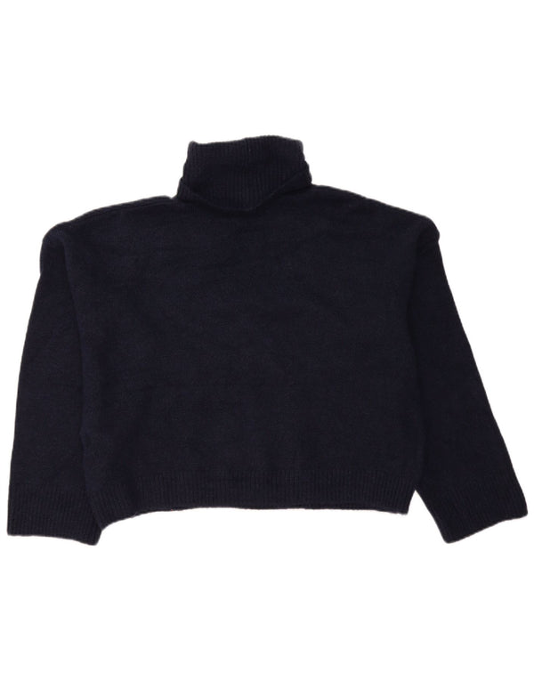 Zara γυναικείο πουλόβερ με ρολό λαιμόκοψη UK 10 Small Navy Blue