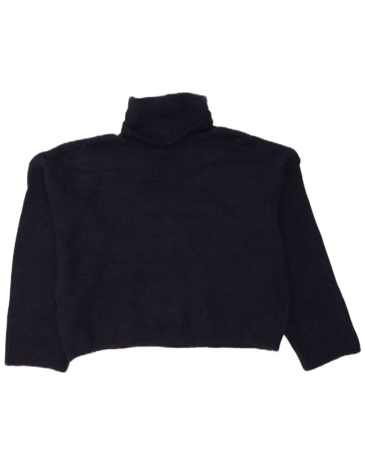 Zara γυναικείο πουλόβερ με ρολό λαιμόκοψη UK 10 Small Navy Blue