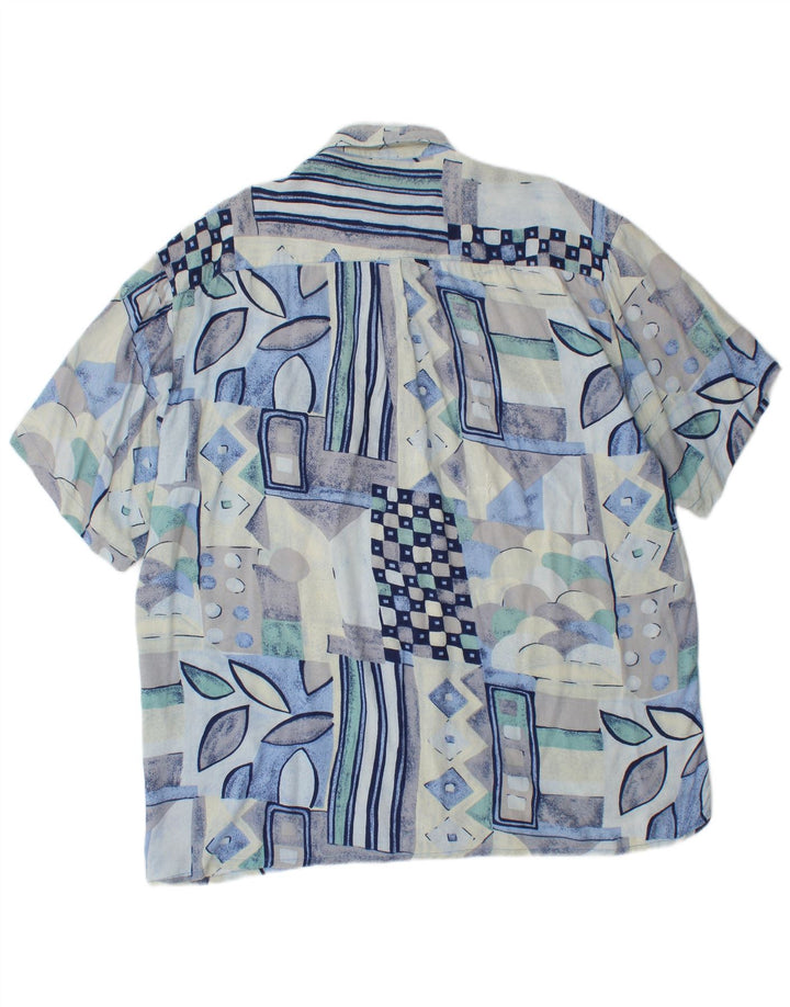 Boston Ανδρικό κοντομάνικο πουκάμισο μεγάλο μπλε γεωμετρικό βισκόζη