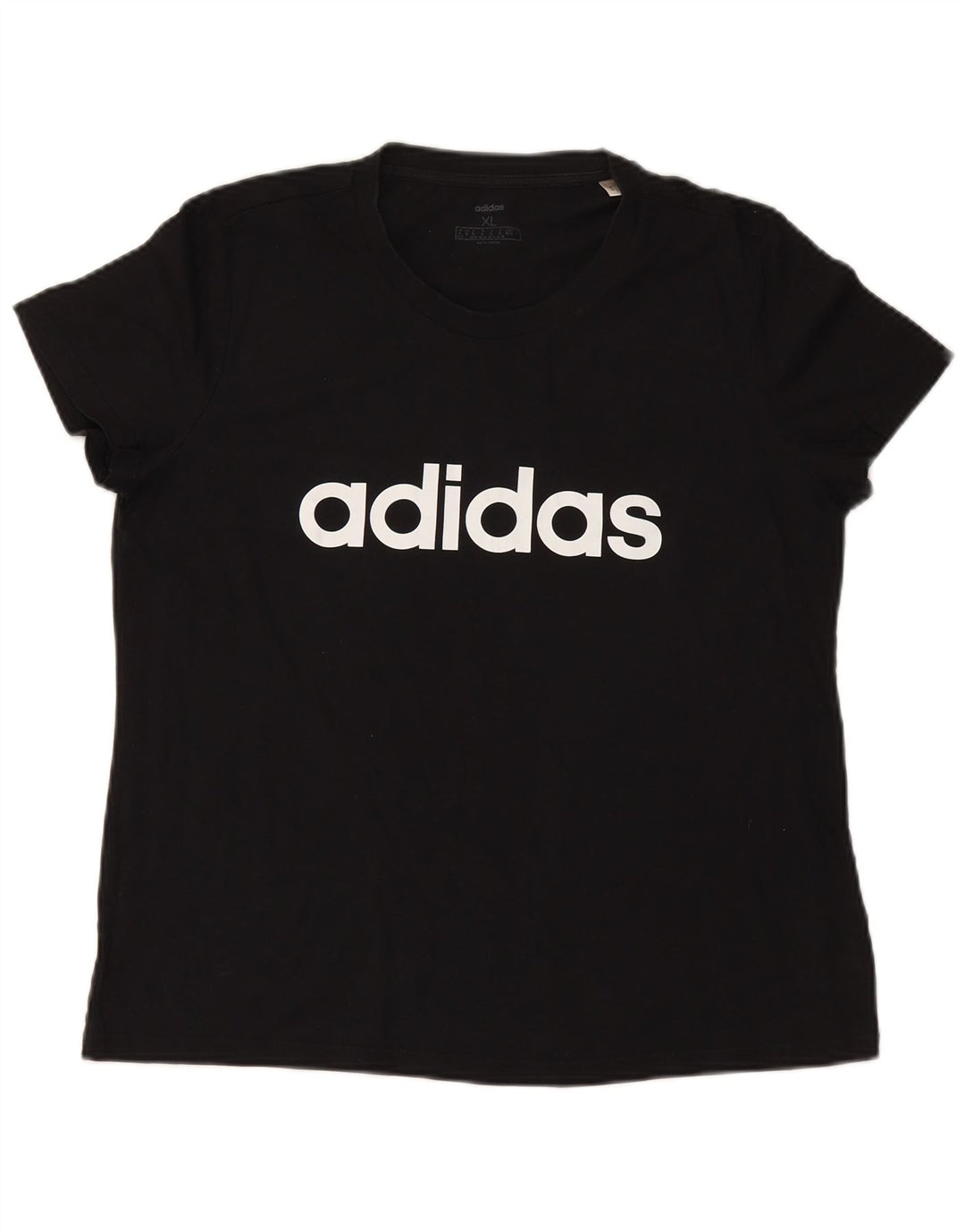 Γυναικείο γραφικό μπλουζάκι ADIDAS Top UK 20/22 XL μαύρο βαμβακερό