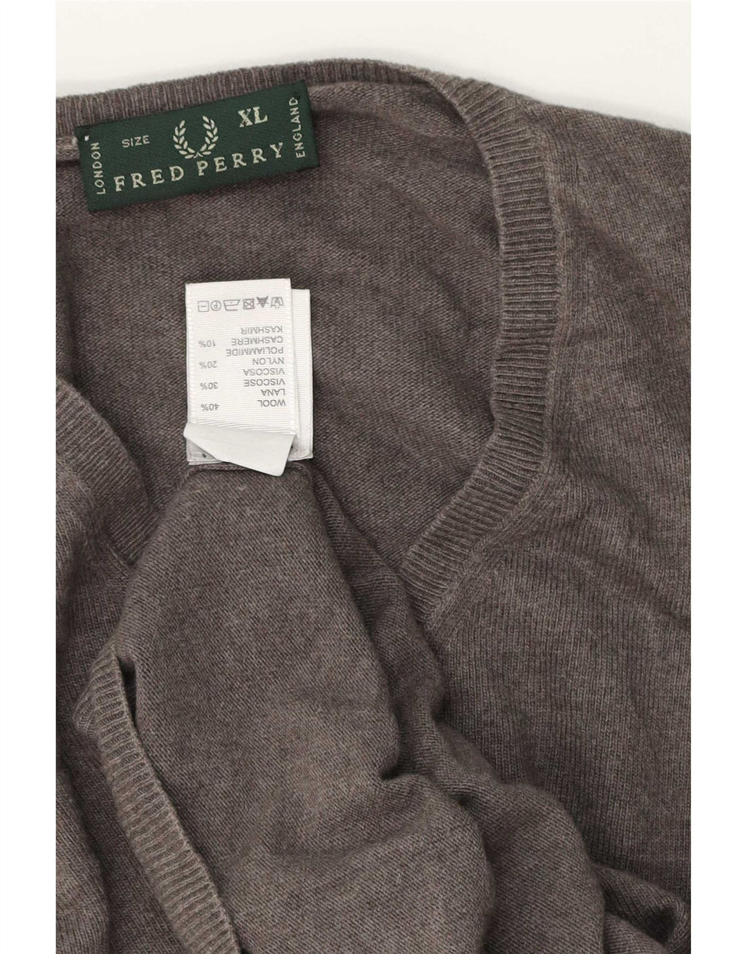 Fred Perry Ανδρικό πουλόβερ με V λαιμόκοψη XL Γκρι μαλλί