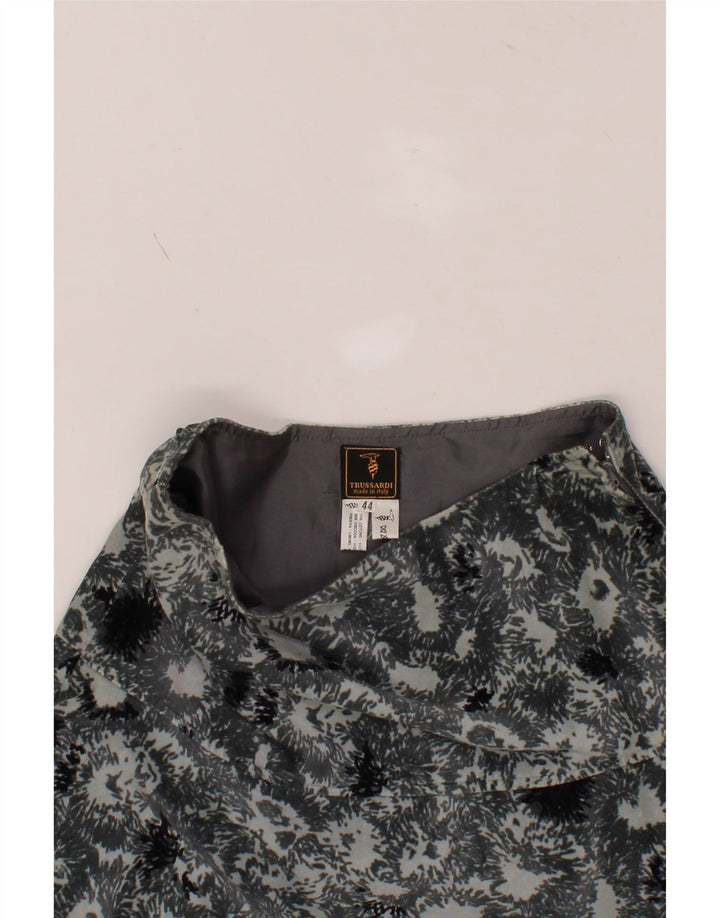 TRUSSARDI Womens Abstract Pattern A-Line Skirt IT 44 Medium W26  Grey Vintage Trussardi and Second-Hand Trussardi from Messina Hembry 
