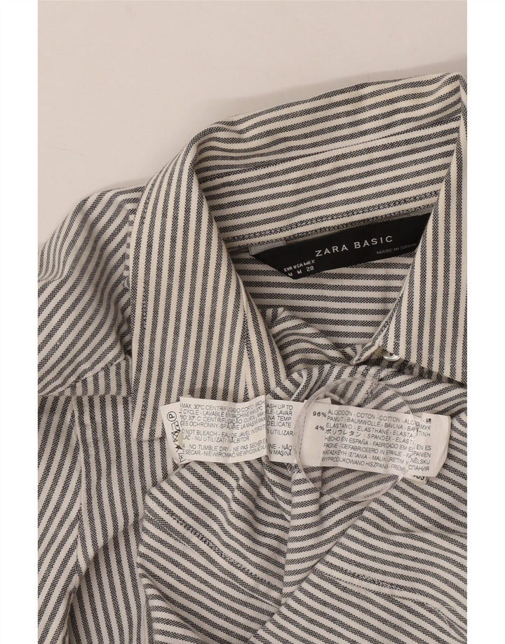 Zara Γυναικείο πουκάμισο UK 12 Βαμβακερό μεσαίο γκρι ρίγες