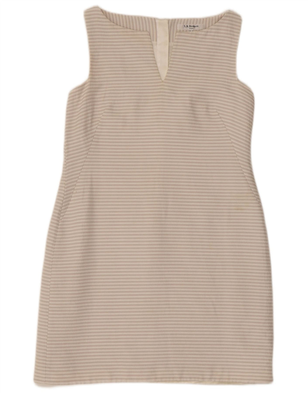 Λ.Κ. Γυναικείο αμάνικο φόρεμα BENNETT UK 12 μεσαίο γκρι ριγέ