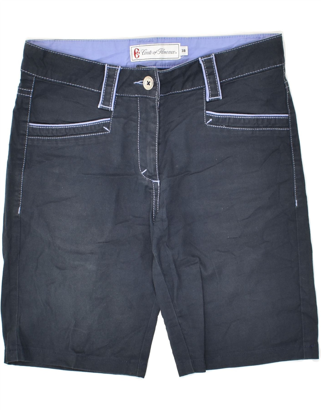 CONTE OF FLORENCE Womens Casual Shorts EU 38 Medium W26  Navy Blue Cotton | Vintage Conte of Florence | Thrift | Second-Hand Conte of Florence | Used Clothing | Messina Hembry 