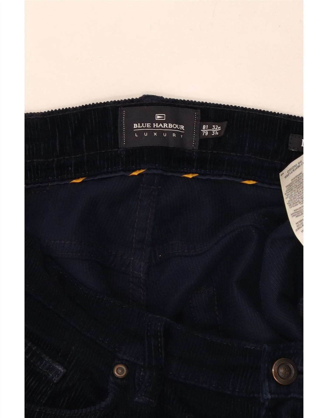 MARKS & SPENCER Ανδρικό ίσιο κοτλέ παντελόνι W32 L31 Navy Blue Cotton