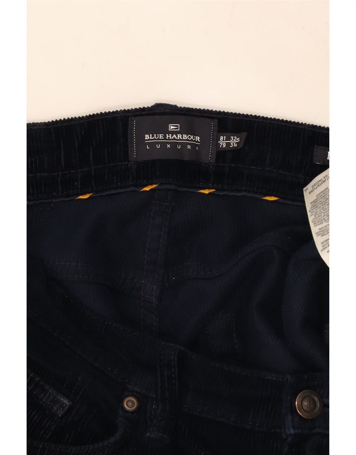 MARKS & SPENCER Ανδρικό ίσιο κοτλέ παντελόνι W32 L31 Navy Blue Cotton
