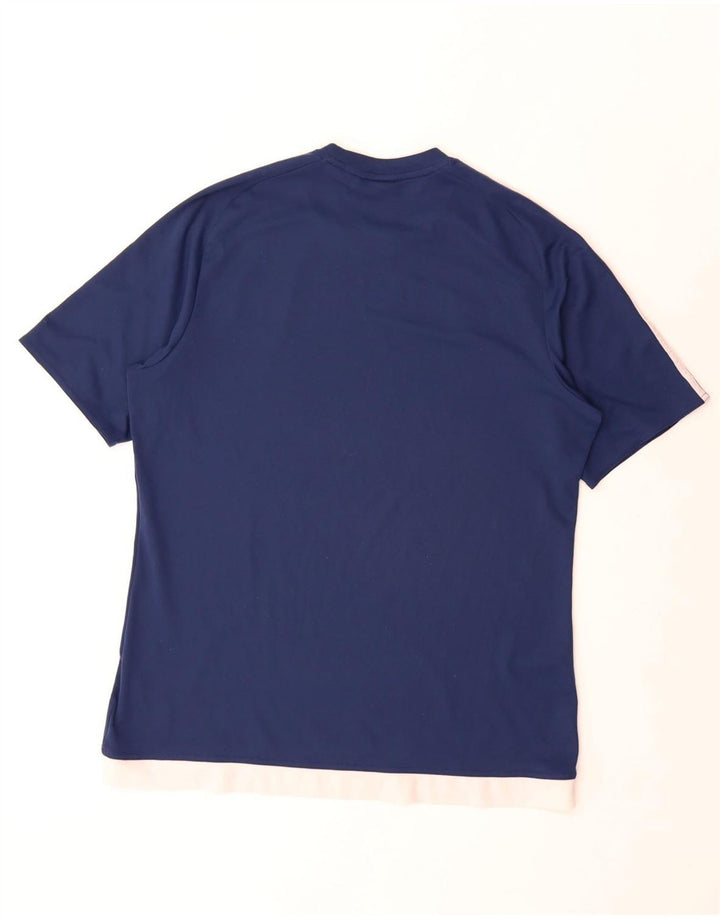 Ανδρικό T-shirt Adidas Climalite Top Large Navy Blue Colorblock Πολυεστέρας