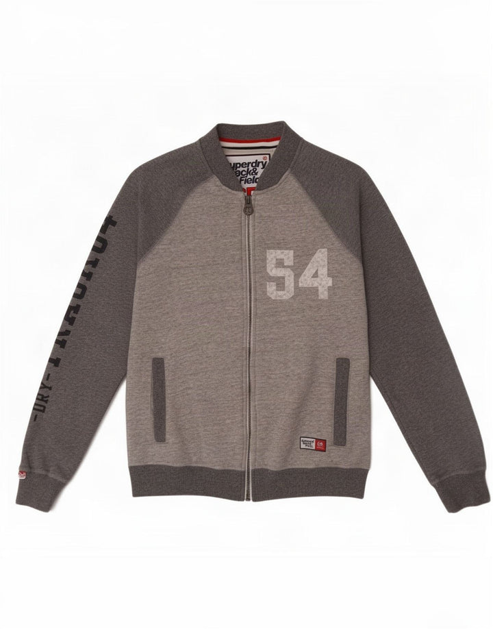 Superdry Ανδρική φόρμα αθλητικής φόρμας με γραφικό τζάκετ Μπουφάν μεγάλο γκρι βαμβακερό